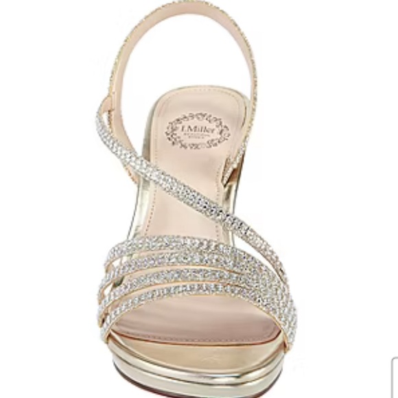Women’s I. Miller Sz 10M platinum glitter embellished strap formal heel sandals - Picture 2 of 13